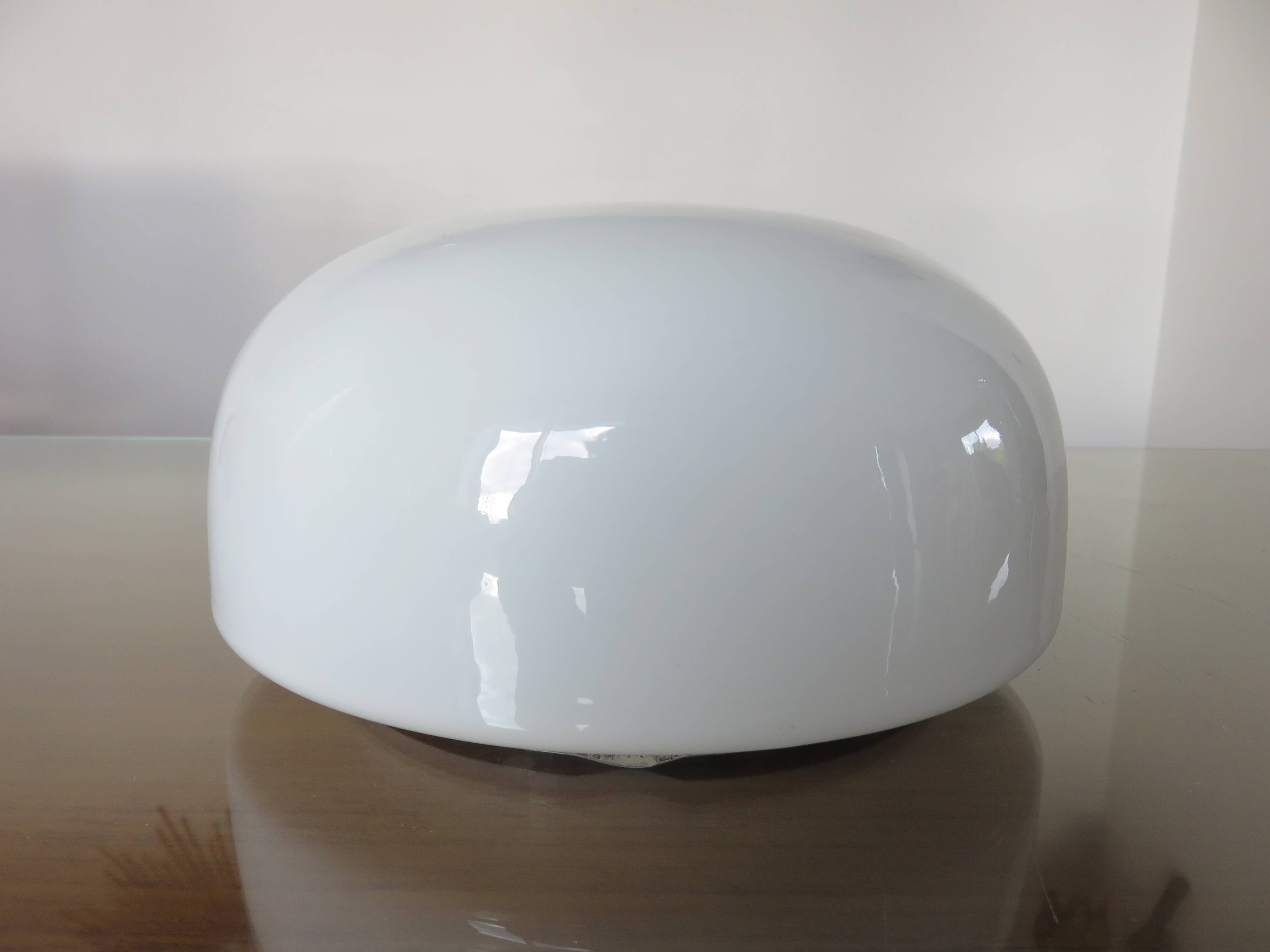 Half sphere ceiling light in opaline, made in Italy 1970