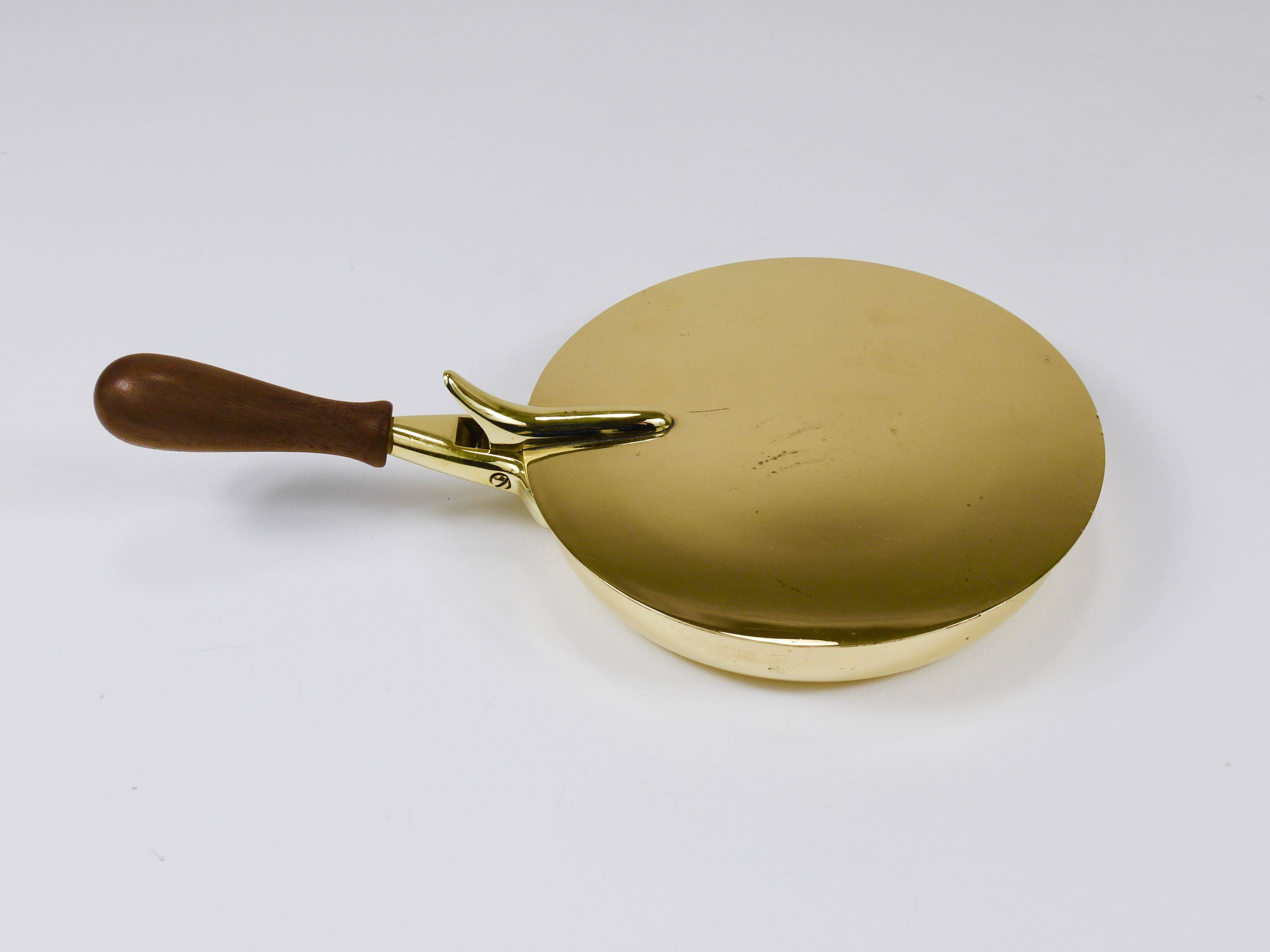 Butler Ashtray Marked Carl Aubock in Brass with Lid and Handle, Vienna, 1950s