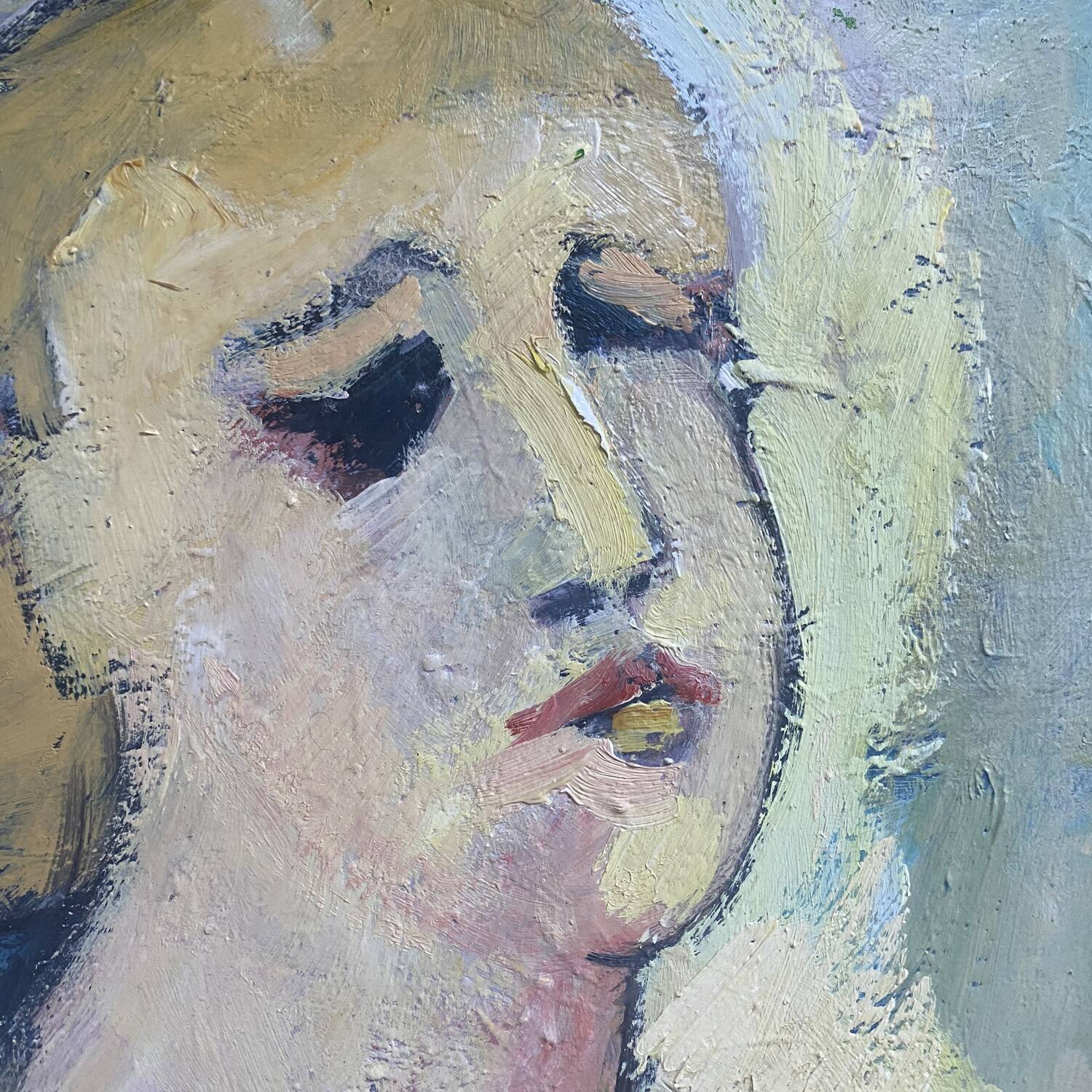 Painting “The girl with the tulips” signed Hanin