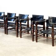 Fauteuils safari vintage en cuir, 1960