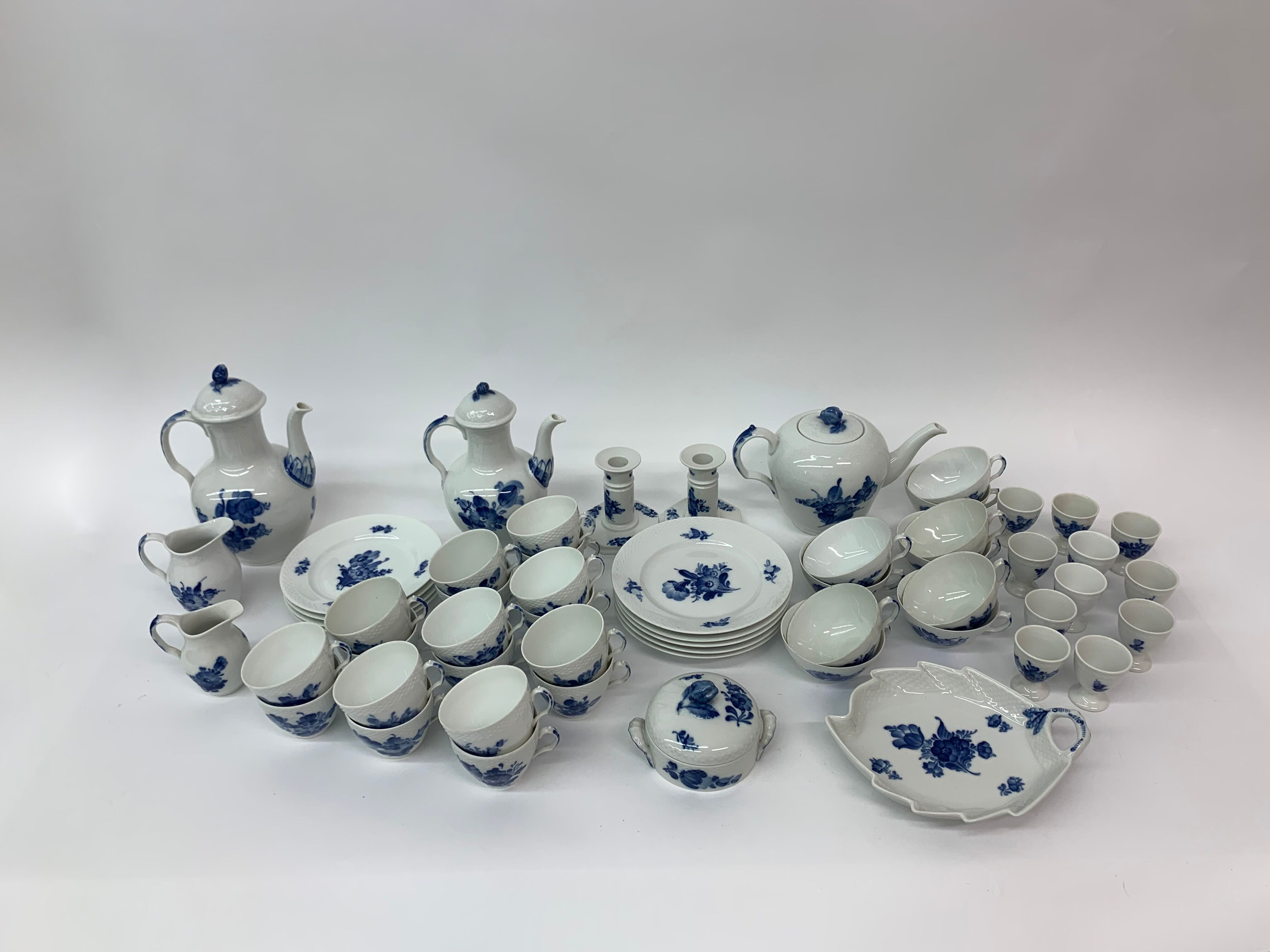 Set of Royal Copenhagen blue flower braided crockery