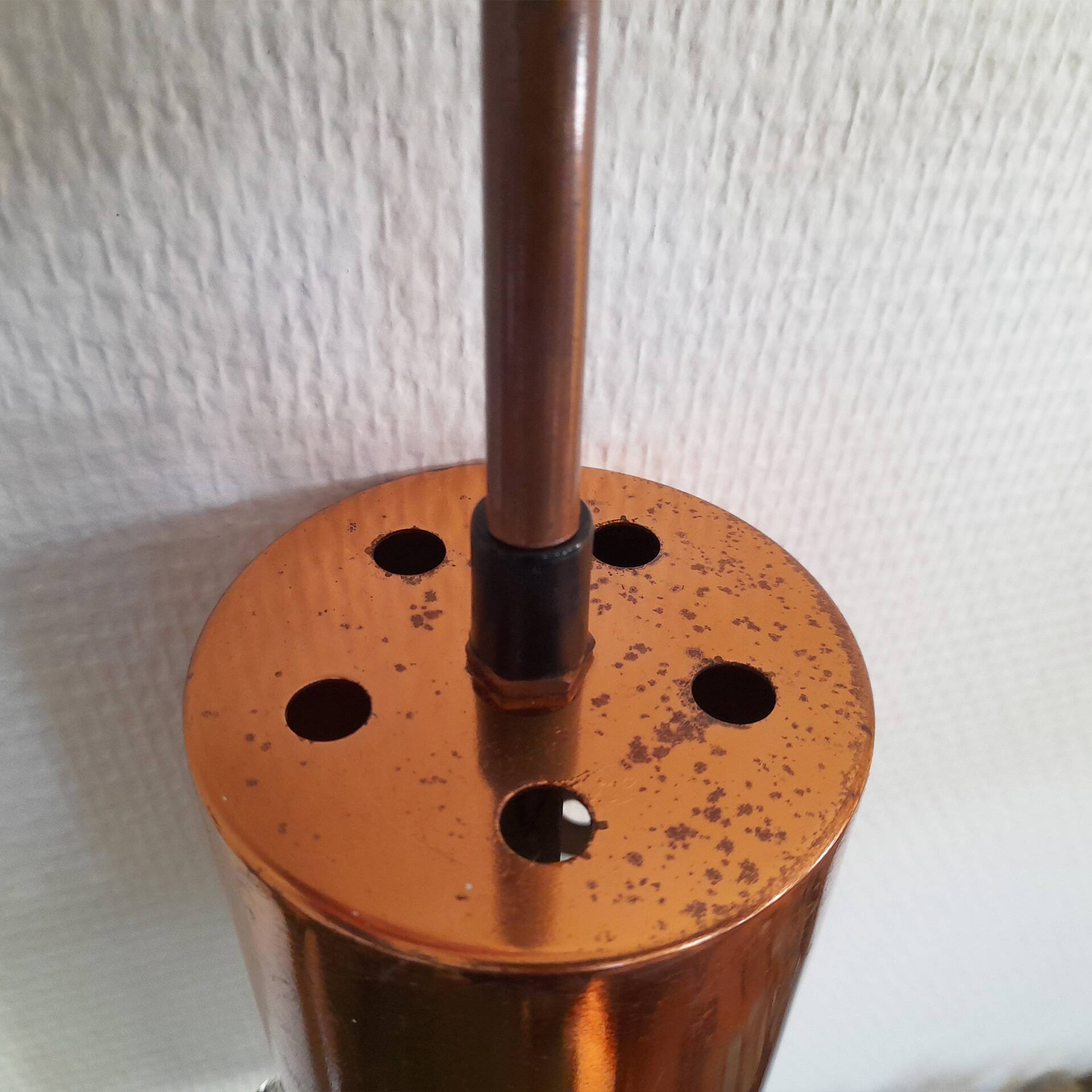 Pair of copper and bubble glass pendant lights by VEB NARVA Leuchten, year