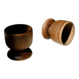 Pair of wooden egg cups