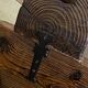 Brutalist tripod chair n1, carved solid wood, antique.