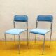 Pair of 70s chrome chairs – sky blue velvet seat