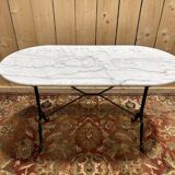Table bistrot avec plateau ovale en marbre