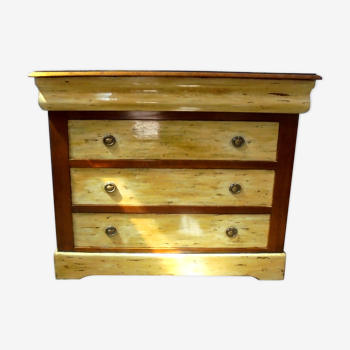 Wood and paint chest of drawers