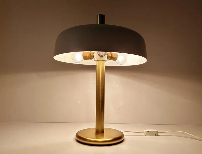 Large Vintage Space Age Desk Lamp, Brass