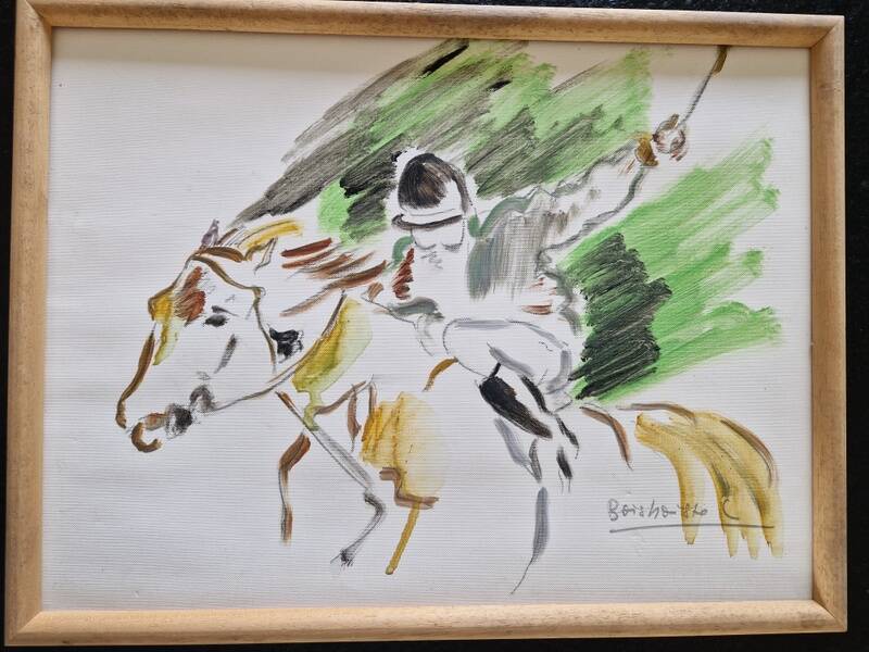 Mathilde de Boisboisel (Born in 1945) Oil on canvas - The Polo Player