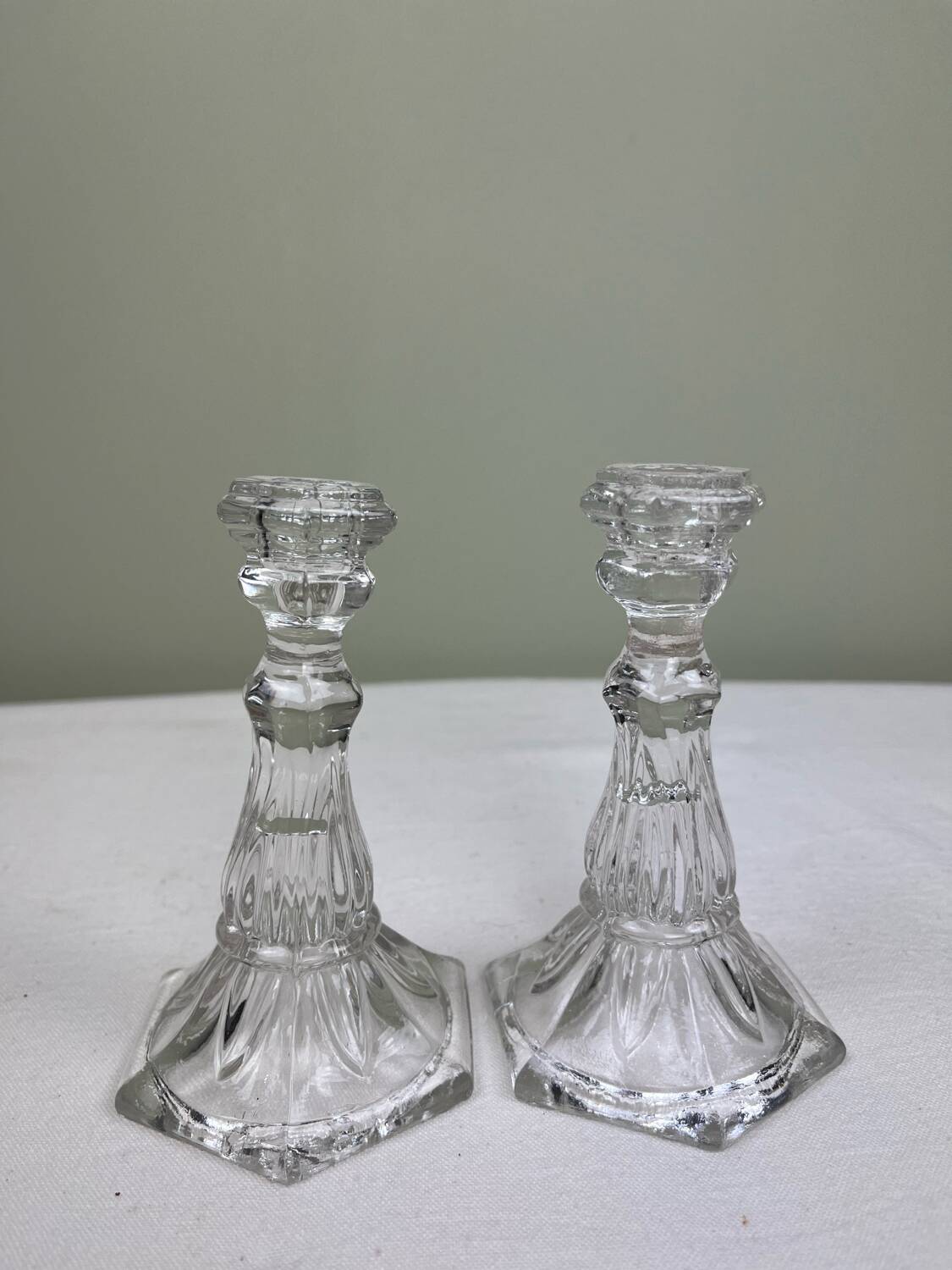 Pair of glass candlesticks