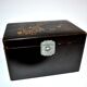Ancient tea box in black lacquer from Japan - 19th century butterfly decoration
