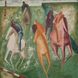 Wolf Reuther Lithograph Signed 160/300 The Horse Race, 40 x 50 cm