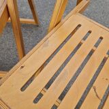 Set of 4 Folding Chairs in Wood and Plywood