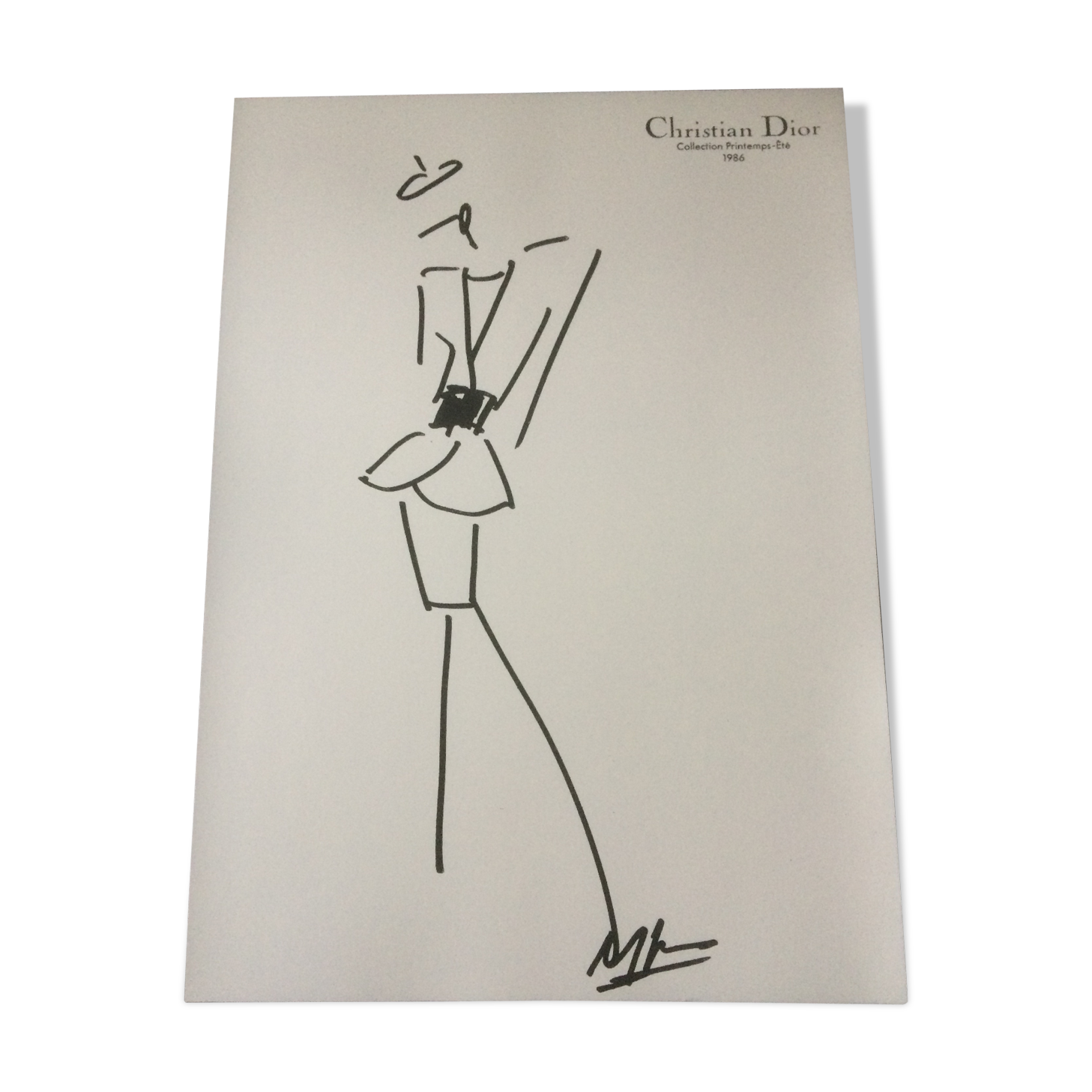 Illustration of Christian Dior press fashion from the 80s