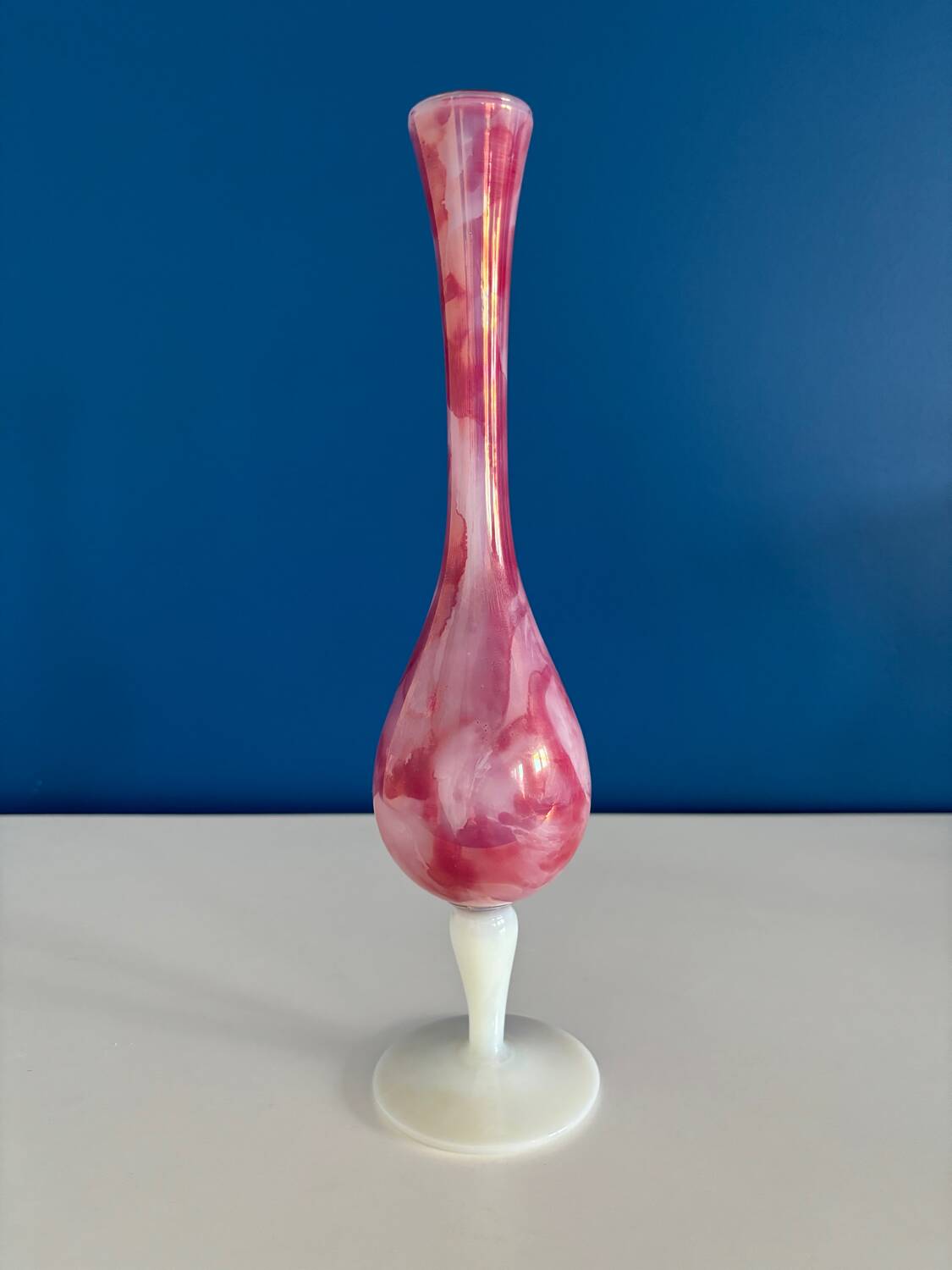 Vase opaline rose marbre