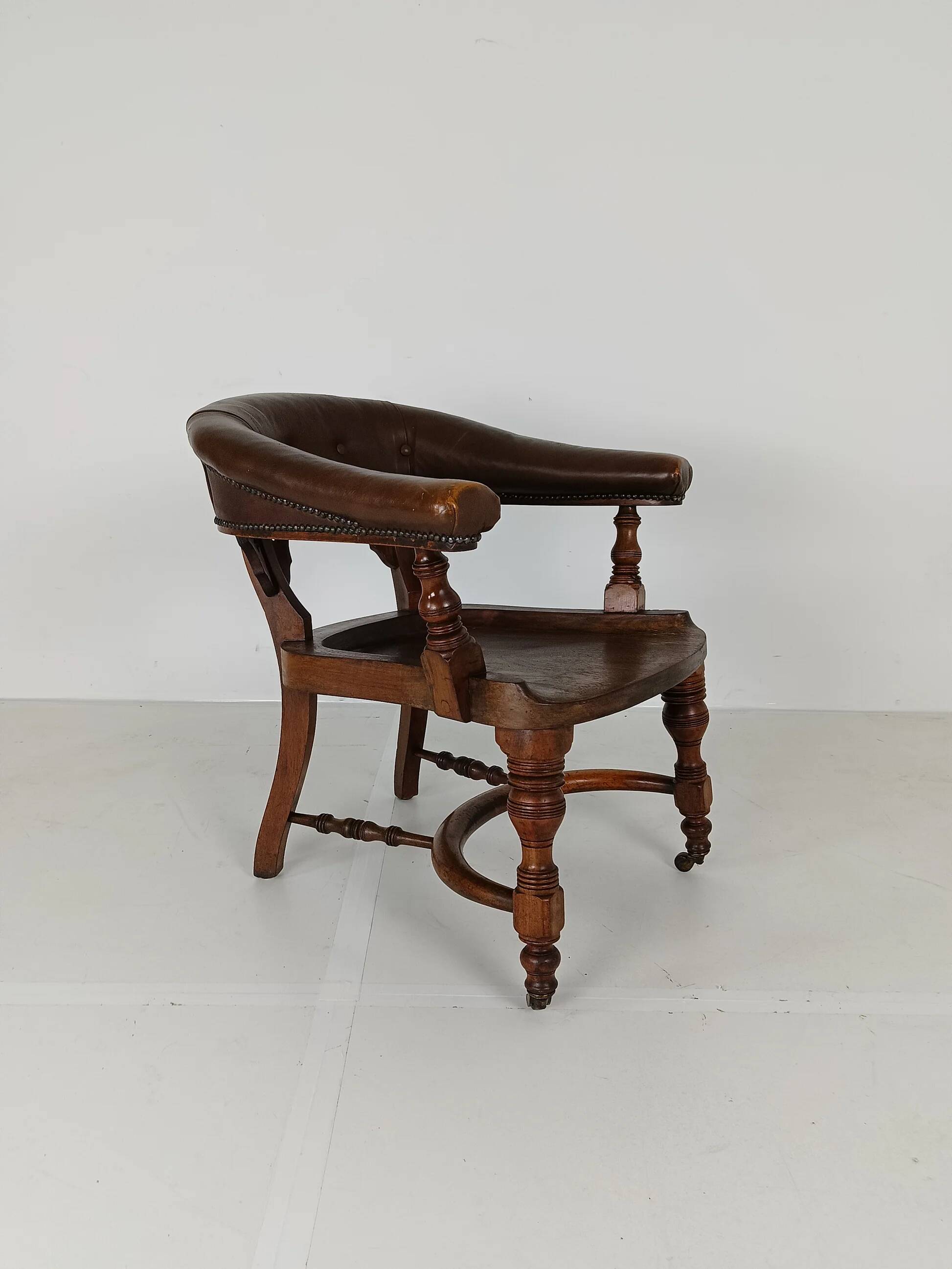 Victorian mahogany leather desk chair