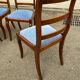 4 solid wood chairs with blue velvet suede in the Louis Philippe style.