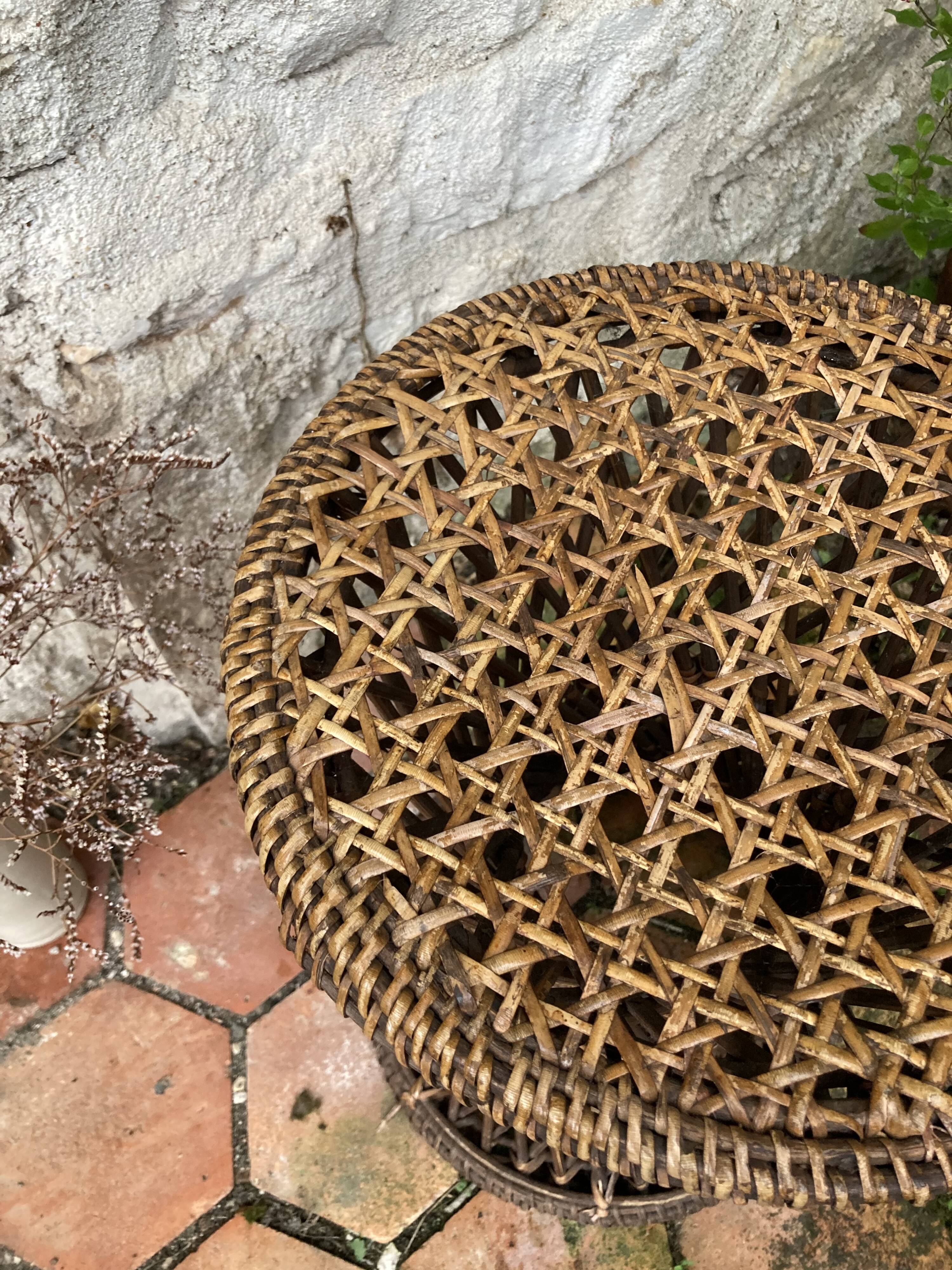 Vintage cane diabolo stool