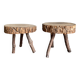Pair of mountain coffee tables made of wooden logs from the 1970s.