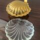 Vintage shell butter dish in gold metal