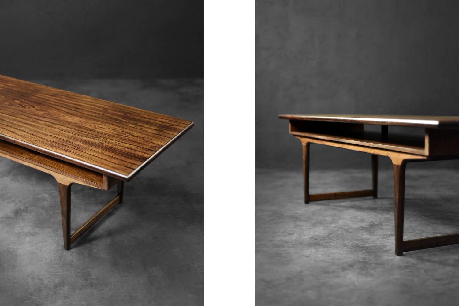 Vintage Mid-Century Modern Danish Rosewood Coffee Table with Shelf, 1960s