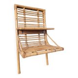 Vintage bamboo and rattan wall shelf