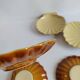 Set of 5 vintage beige ceramic scallop shells