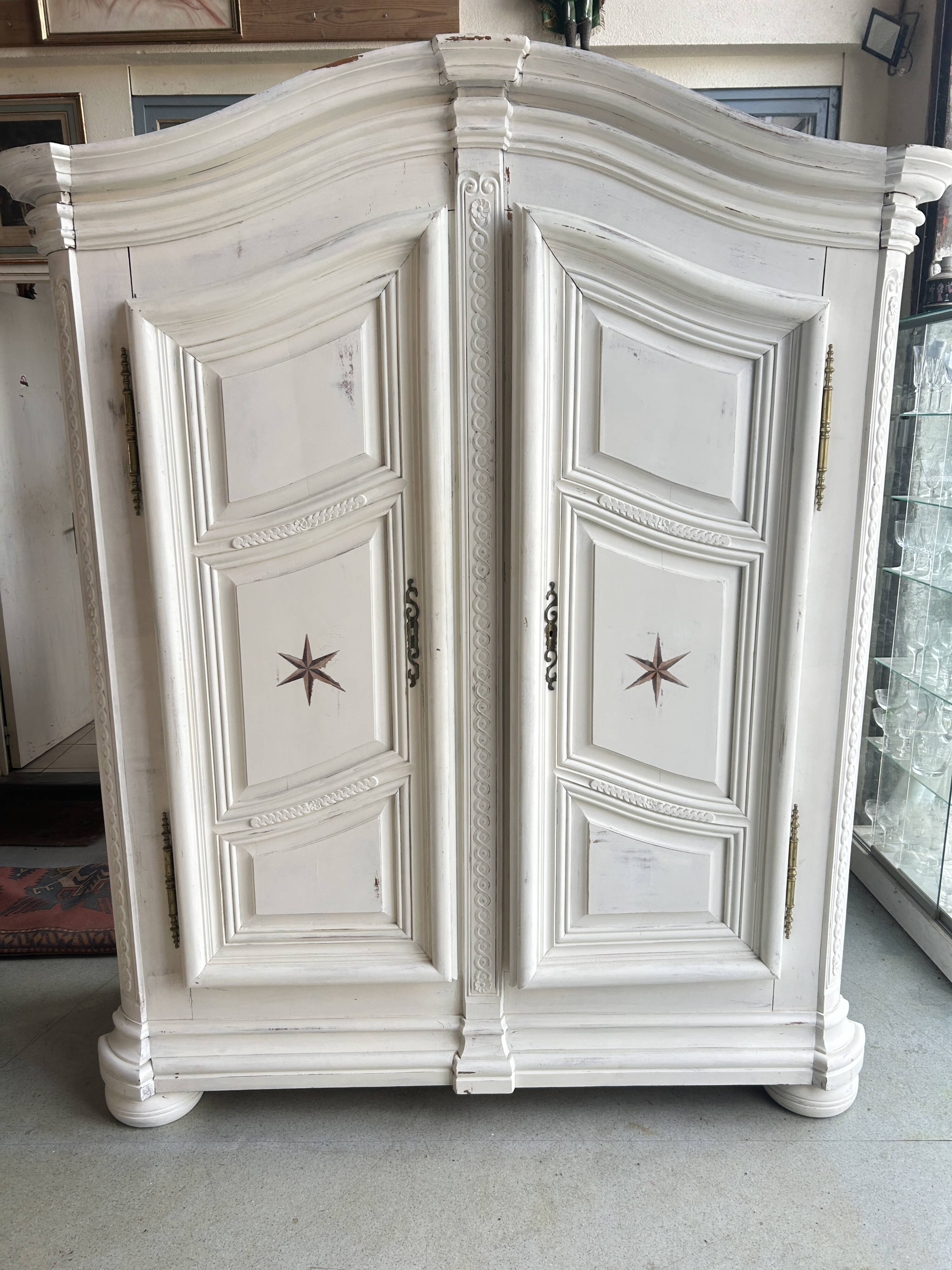 Two-door painted wardrobe, Louis XIV style, Alsatian regional work.