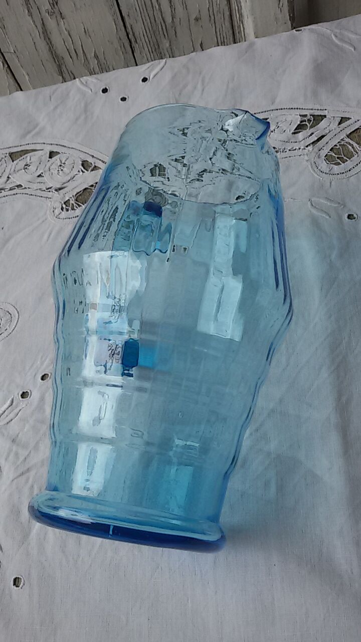 Art deco pitcher in blue glass