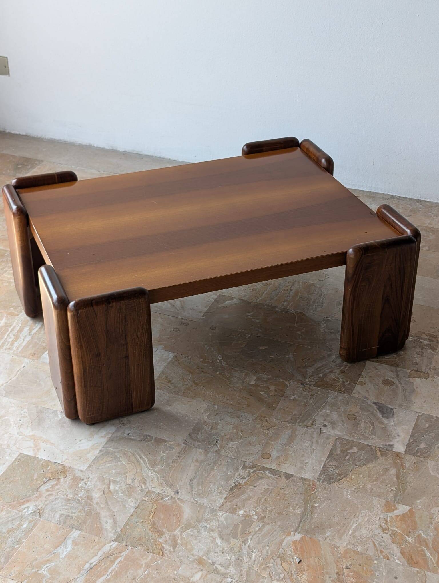 1970s Italian walnut coffee table by Mobilgirgi