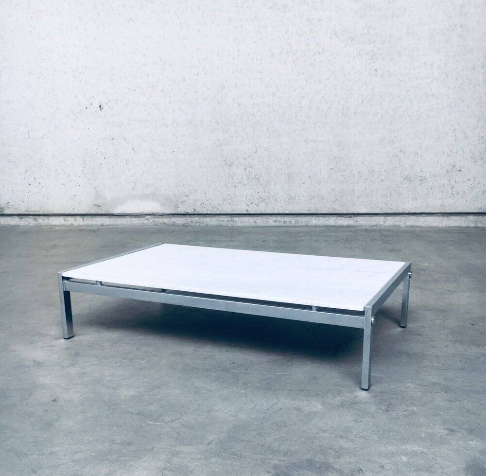 Postmodern Italian Carrara Marble Low Coffee Table, 1970s
