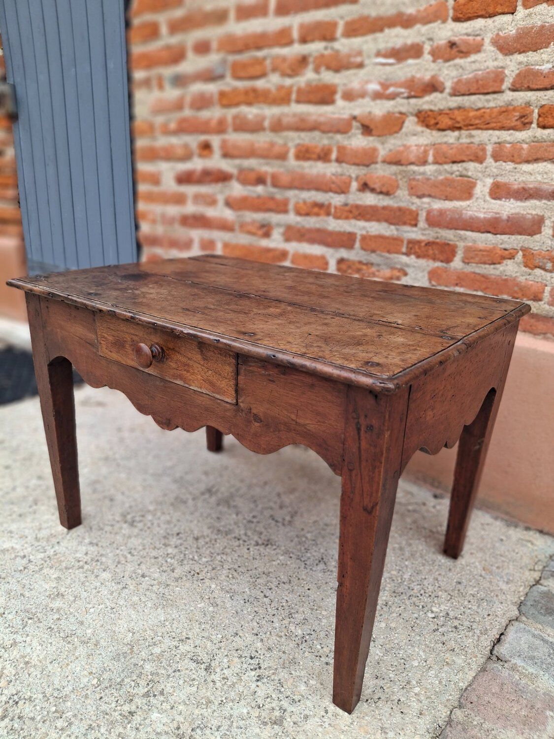 rustic Louis XV coffee table solid walnut 18th century