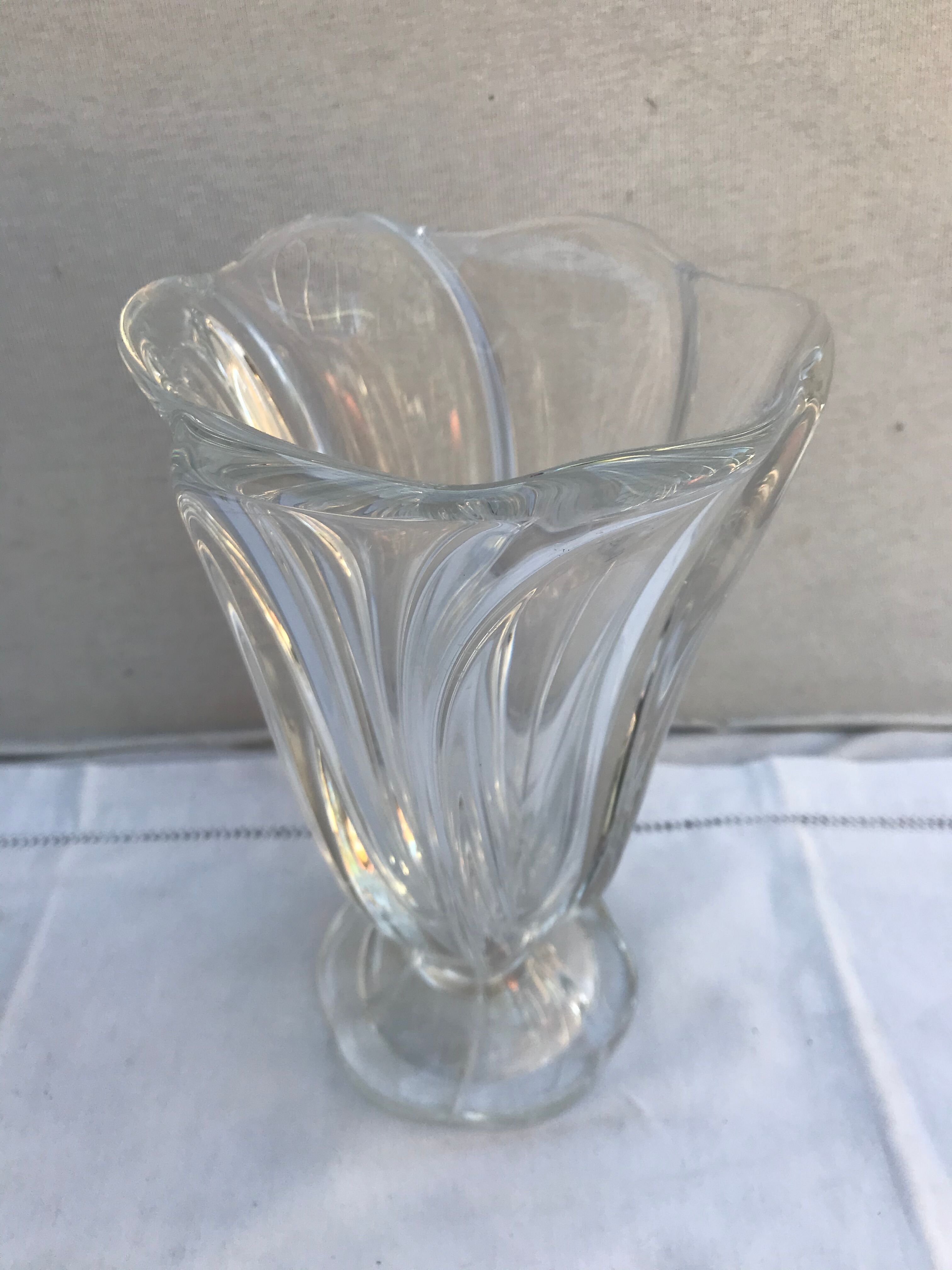 Ancient Crystal Vase From VANNES Decoration France Vintage