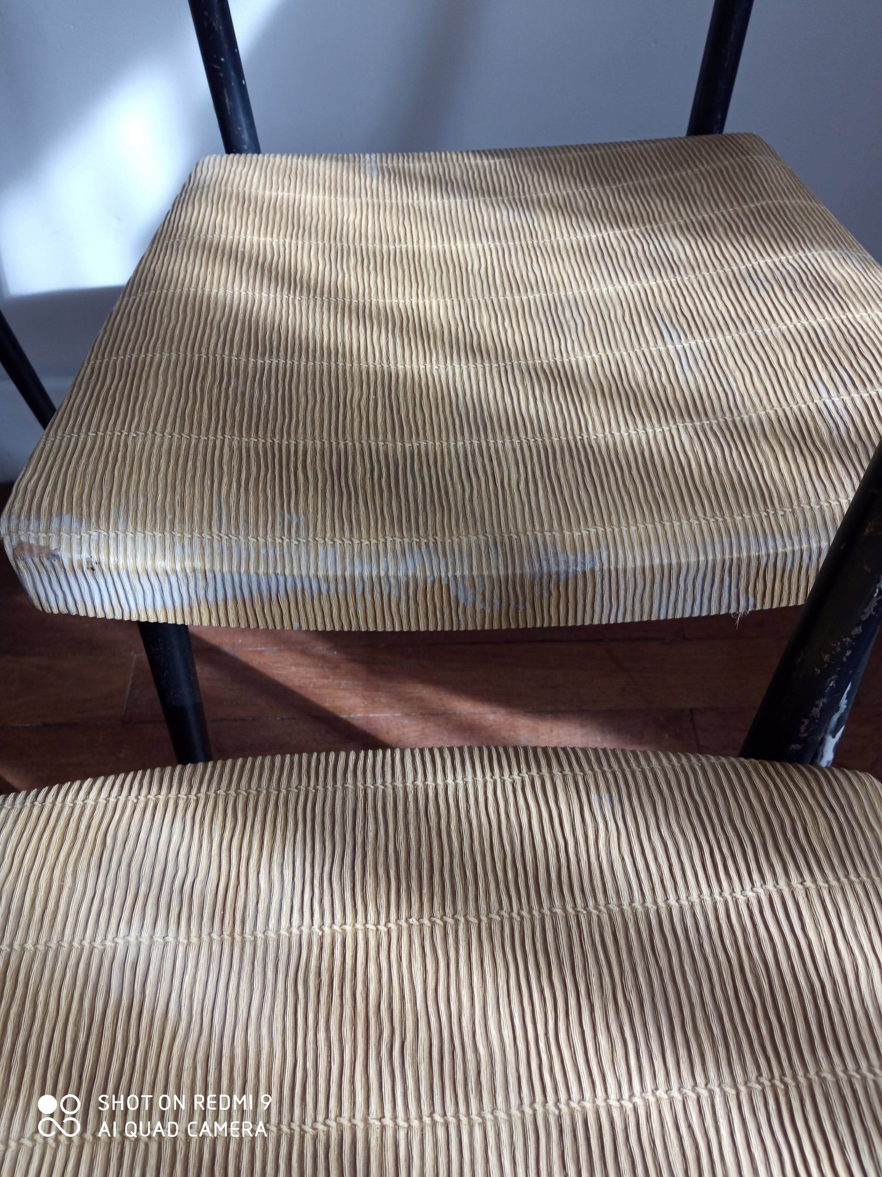Chairs Colette gueden metal and vintage skaï