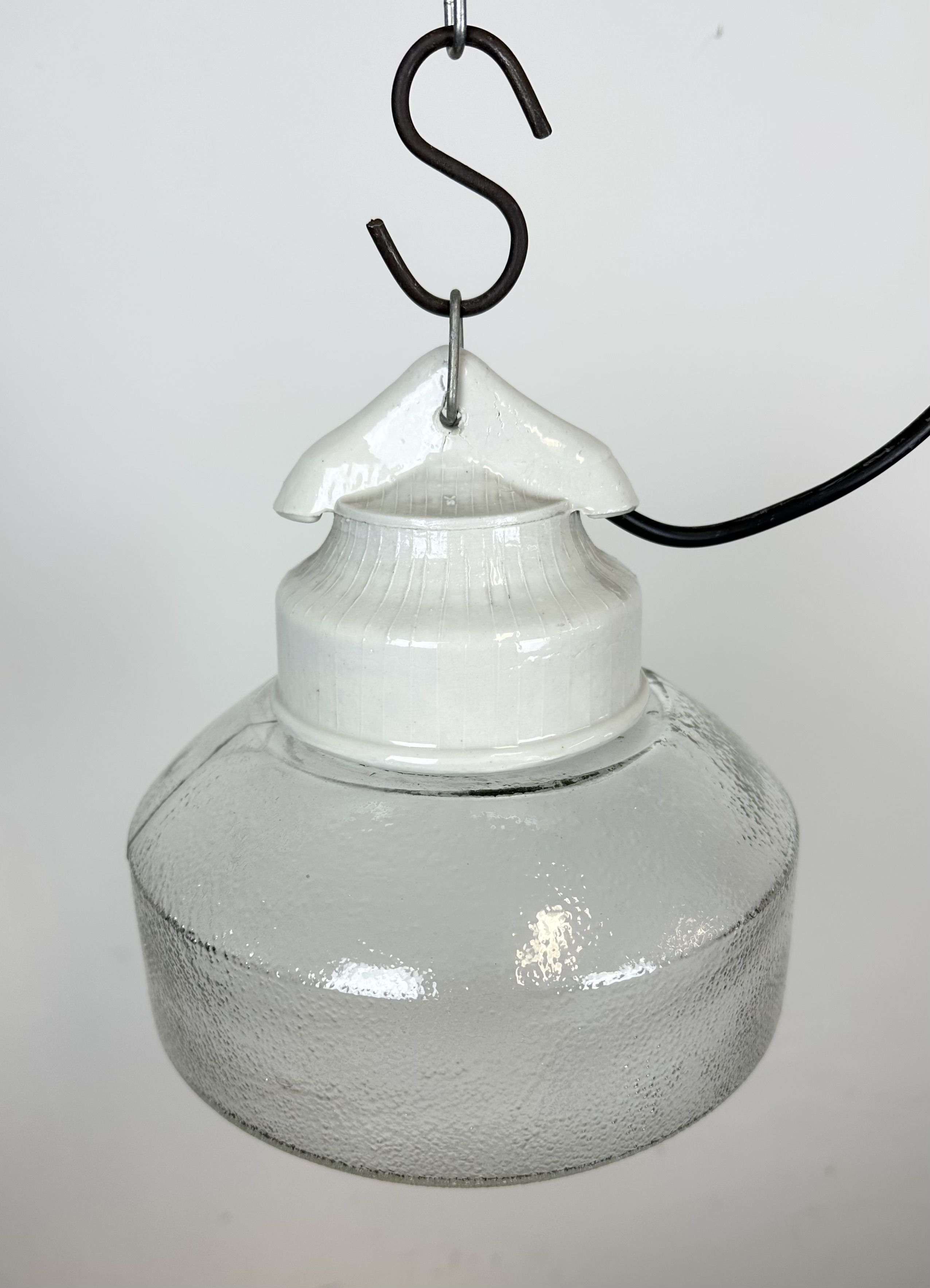 Vintage white porcelain pendant light, 1970s