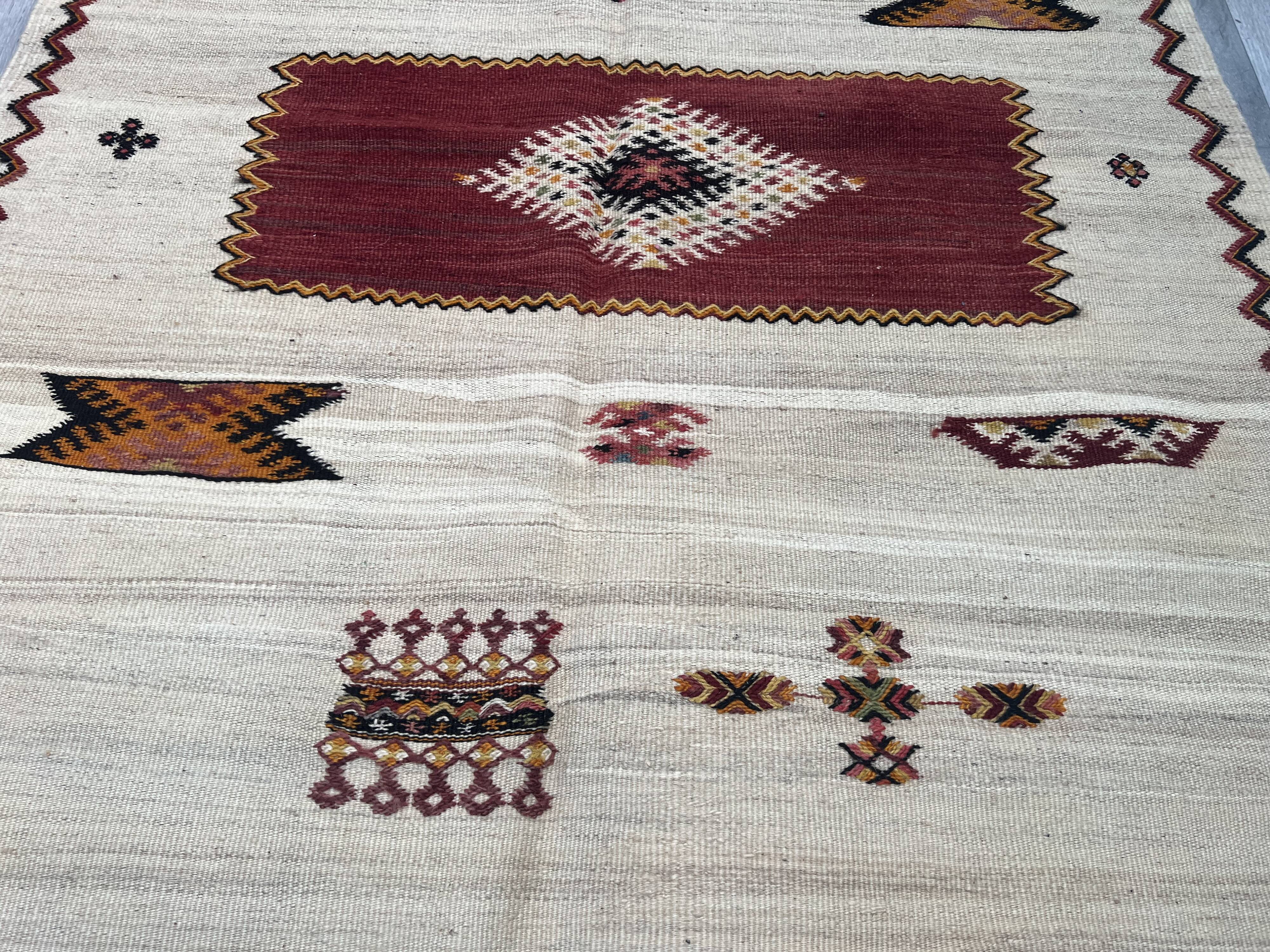 Handwoven Moroccan Rug, Tribal Rug, Taznakht Tribe Kilim Rug