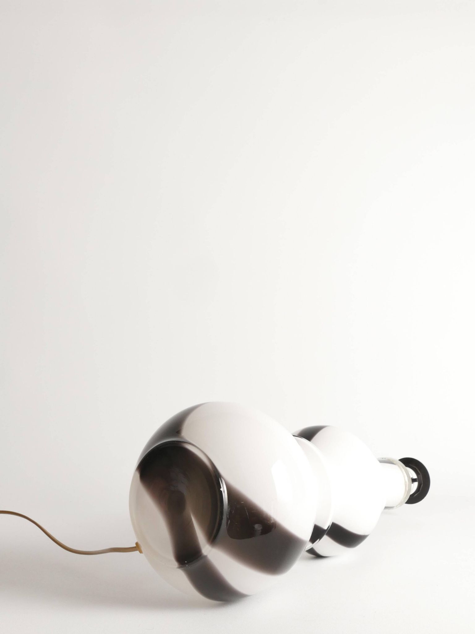 Sculptural Art Glass Murano Style Table Lamps, Black & White, 1960s, Set of 2