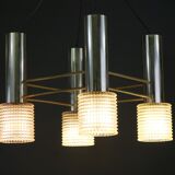 1960s chrome and glass chandelier