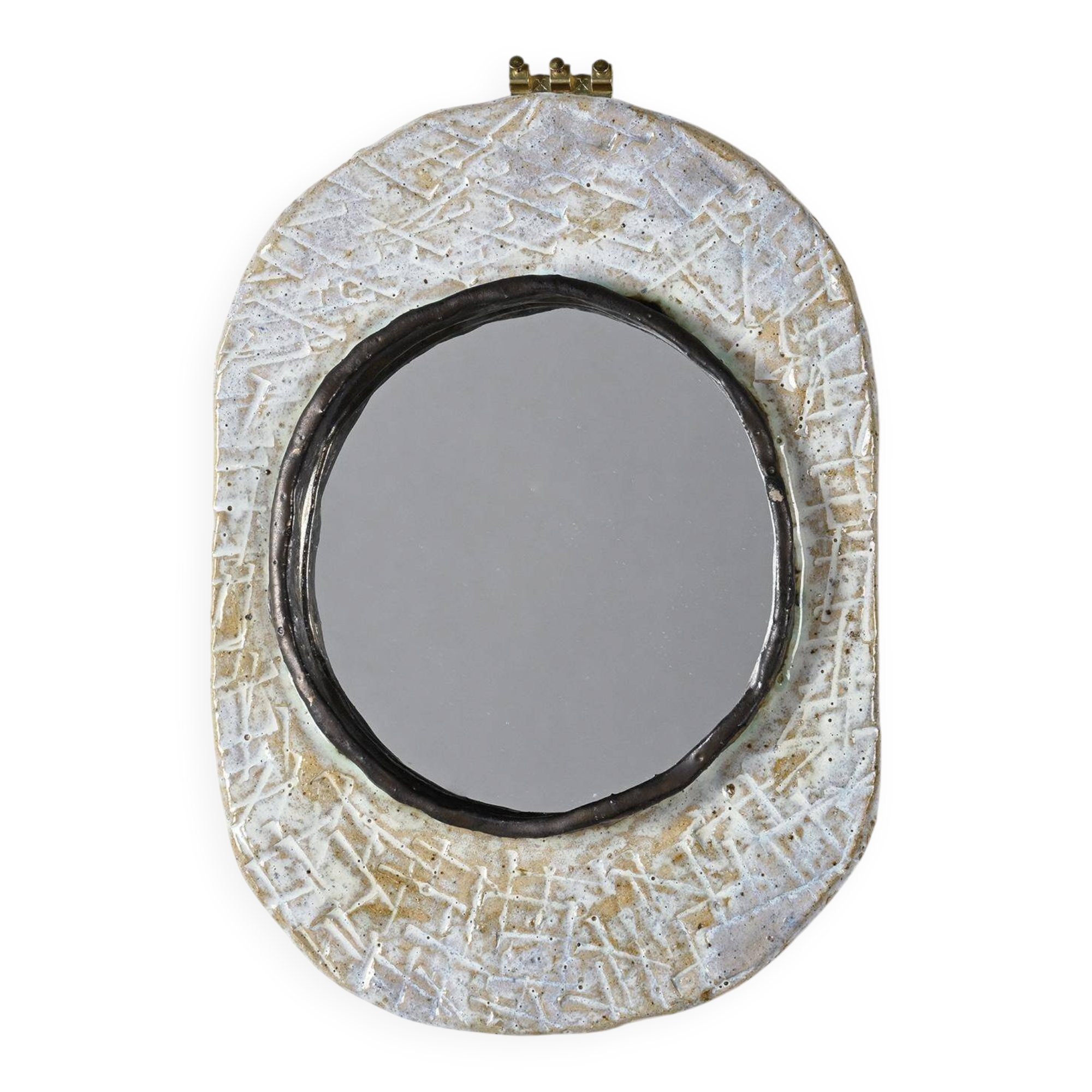 Ceramic mirror by Jean-Pierre Viot, France, circa 1970