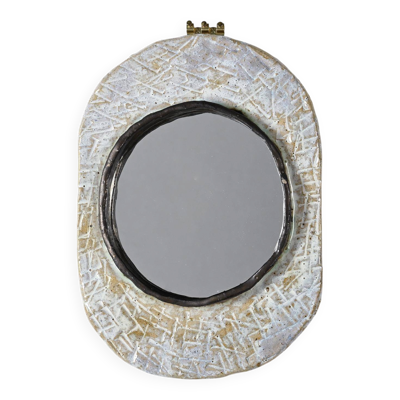 Miroir en céramique par Jean-Pierre Viot, France, vers 1970
