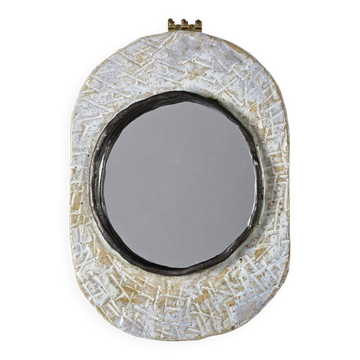 Miroir en céramique par Jean-Pierre Viot, France, vers 1970
