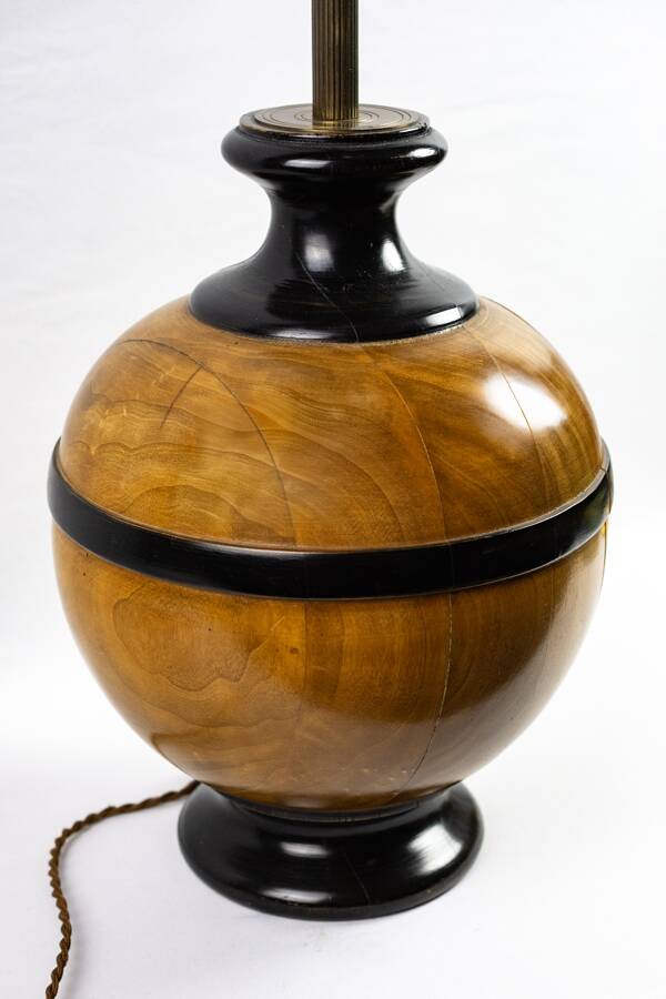 Turned wooden ball lamp base