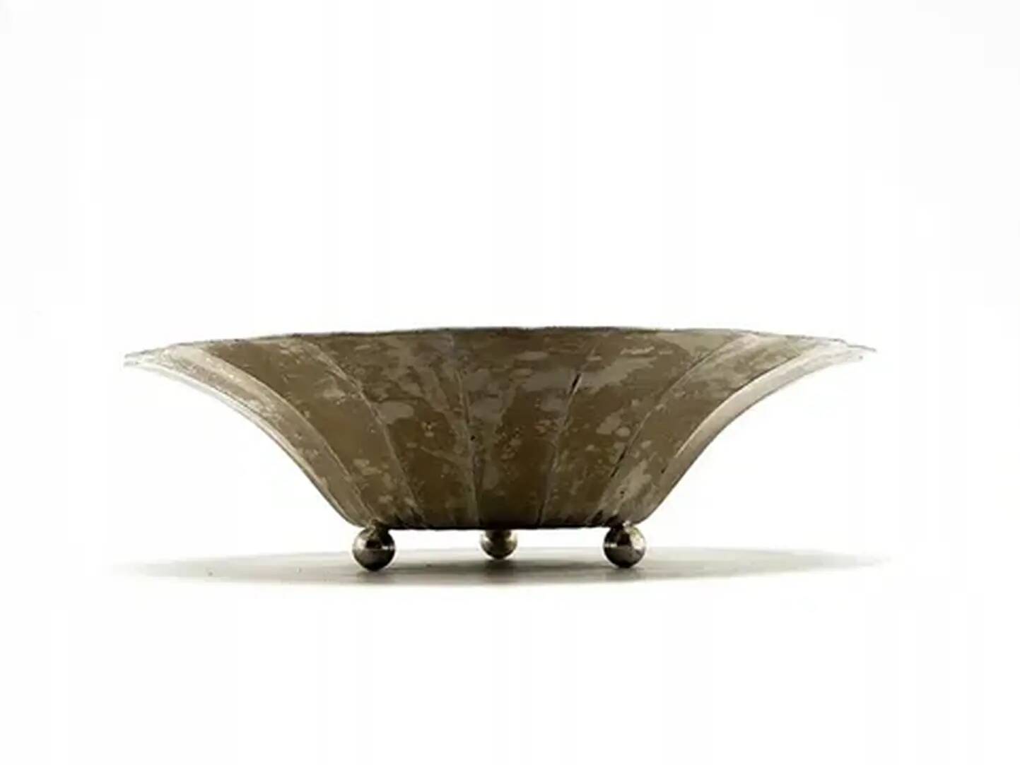 Plat Art Déco, en laiton argenté, WMF Ikora, Allemagne, années 1930