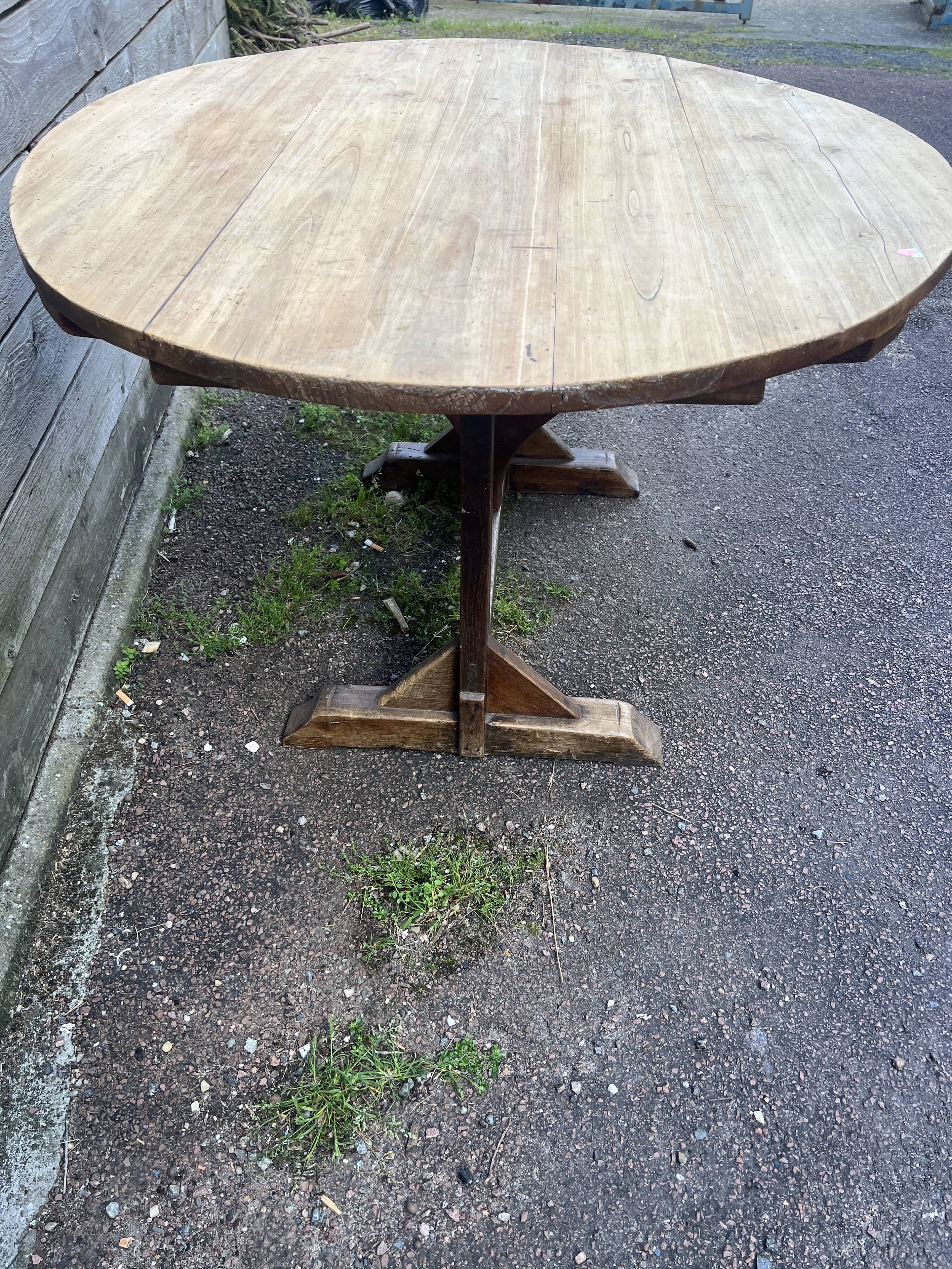 harvest table, stripped top and natural wood