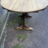 harvest table, stripped top and natural wood