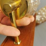Pair of wall lamps, in teak, brass and bubble glass, Danish, from the 50-60s