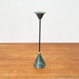 Postmodern Italian candlestick in metal and stone, 1980s.