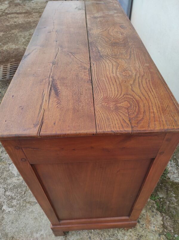 Ancien buffet parisien en chêne rustique 2 tiroirs 2 portes meuble de rangement campagnard vintage