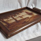 Service tray paint under glass signed P.Alix