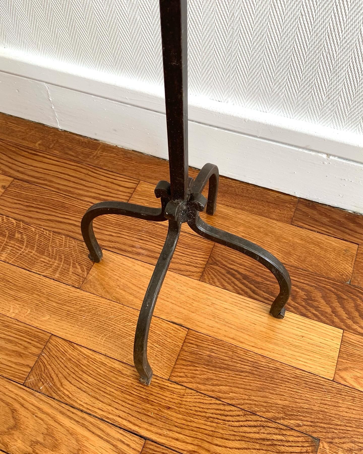 Wrought iron standing chandelier with five arms of light